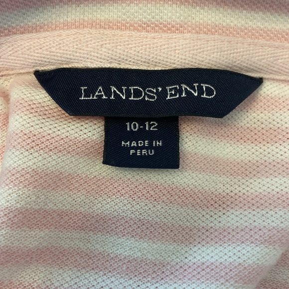 Lands End Women's Long Sleeve Polo Shirt Pink Striped Size Medium 10-12 - Picture 7 of 7